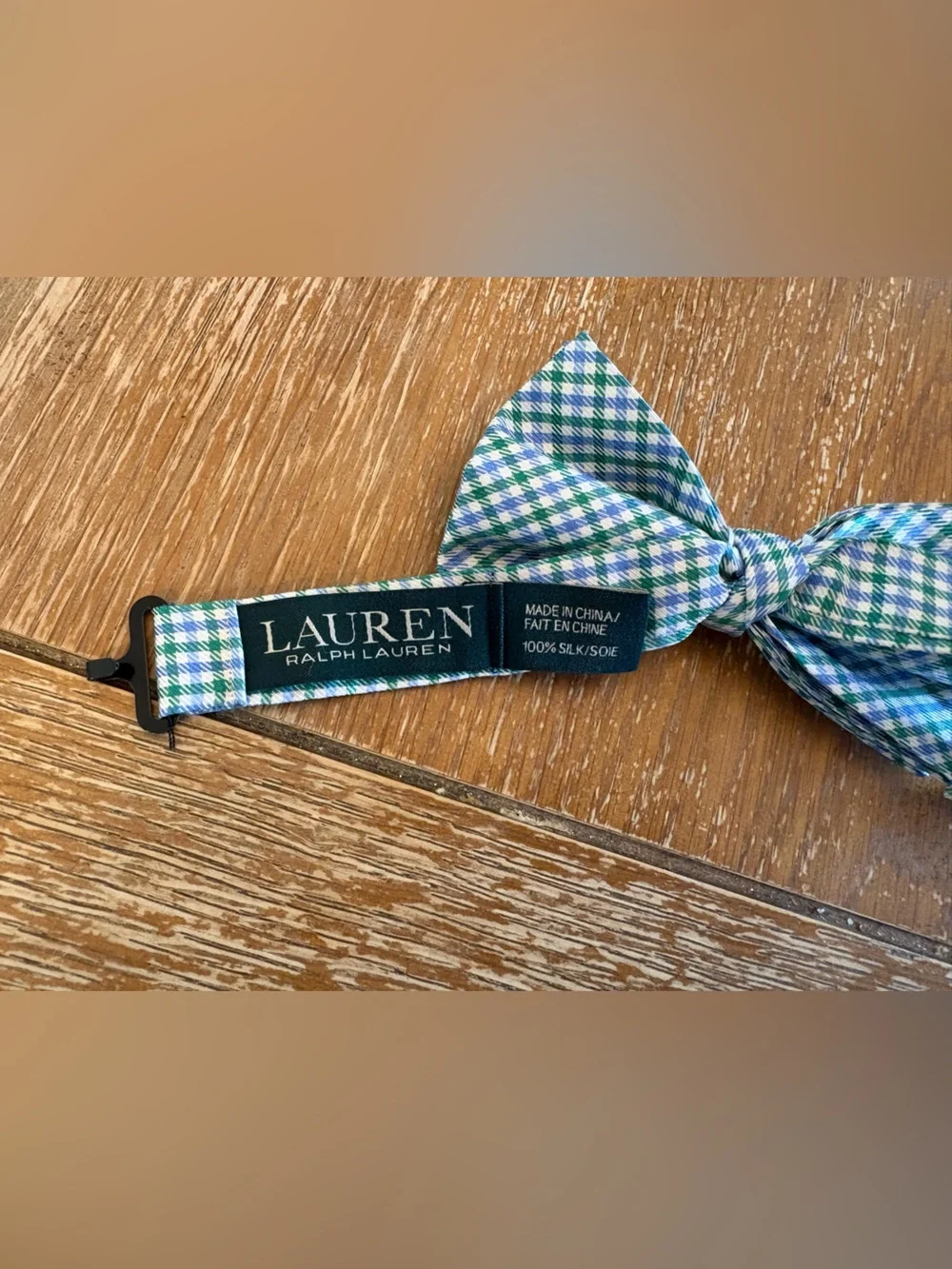 Ralph Lauren Green & Blue Gingham Bow Tie -Boys Adjustable Bow Tie